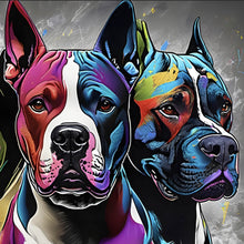 Lade das Bild in den Galerie-Viewer, Acrylglasbild Portrait von drei markanten Hunden Quadrat