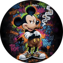 Lade das Bild in den Galerie-Viewer, Aluminiumbild Rauchende Maus auf Graffitiwand Kreis