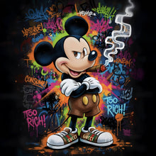 Lade das Bild in den Galerie-Viewer, Leinwandbild Rauchende Maus auf Graffitiwand Quadrat