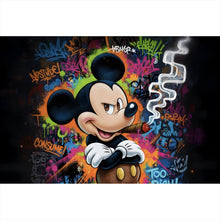 Lade das Bild in den Galerie-Viewer, Spannrahmenbild Rauchende Maus auf Graffitiwand Querformat