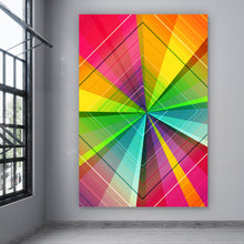 Lade das Bild in den Galerie-Viewer, Aluminiumbild gebürstet Regenbogen Geometrie Hochformat