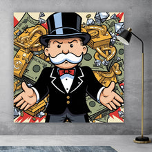 Lade das Bild in den Galerie-Viewer, Spannrahmenbild Reicher Mann Geldscheine Diamanten Kunst Quadrat