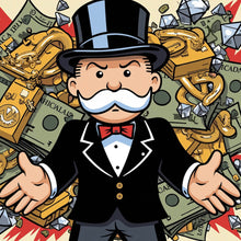 Lade das Bild in den Galerie-Viewer, Aluminiumbild Reicher Mann Geldscheine Diamanten Kunst Quadrat
