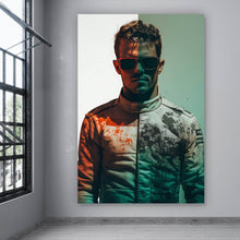 Lade das Bild in den Galerie-Viewer, Aluminiumbild Rennfahrer Porträt Hochformat