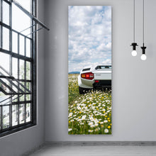 Lade das Bild in den Galerie-Viewer, Leinwandbild Retro Sportwagen in malerischer Landschaft Panorama Hoch