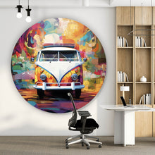 Lade das Bild in den Galerie-Viewer, Aluminiumbild gebürstet Retro Bus Abstrakt Kreis