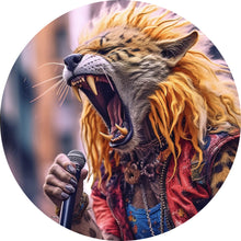 Lade das Bild in den Galerie-Viewer, Aluminiumbild gebürstet Rockiger Leopard der singt Kreis