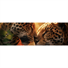 Lade das Bild in den Galerie-Viewer, Acrylglasbild Romantisches Leoparden Paar Panorama