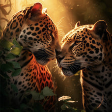 Lade das Bild in den Galerie-Viewer, Aluminiumbild Romantisches Leoparden Paar Quadrat
