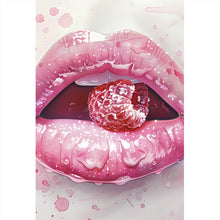 Lade das Bild in den Galerie-Viewer, Aluminiumbild gebürstet Rosa Lippen mit Früchten Hochformat