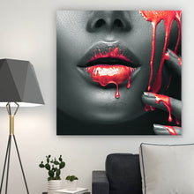 Lade das Bild in den Galerie-Viewer, Leinwandbild Rote Lippen Quadrat