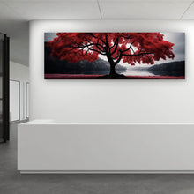 Lade das Bild in den Galerie-Viewer, Spannrahmenbild Roter Baum an mystischem See Panorama