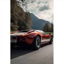 Lade das Bild in den Galerie-Viewer, Poster Roter Sportwagen auf kurviger Bergstraße Hochformat