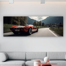 Lade das Bild in den Galerie-Viewer, Acrylglasbild Roter Sportwagen auf kurviger Bergstraße Panorama