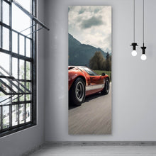 Lade das Bild in den Galerie-Viewer, Poster Roter Sportwagen auf kurviger Bergstraße Panorama Hoch