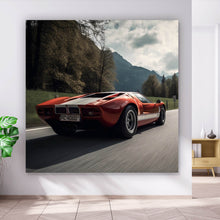 Lade das Bild in den Galerie-Viewer, Acrylglasbild Roter Sportwagen auf kurviger Bergstraße Quadrat