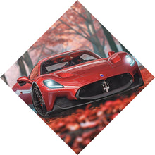 Lade das Bild in den Galerie-Viewer, Leinwandbild Roter Sportwagen fährt durch herbstlichen Wald No.2 Raute