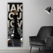 Lade das Bild in den Galerie-Viewer, Leinwandbild Schachfiguren mit inspirierender Botschaft Panorama Hoch