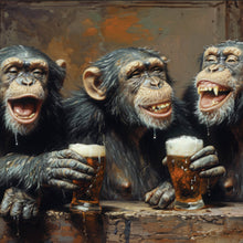Lade das Bild in den Galerie-Viewer, Poster Schimpansen feiern gesellig mit Bier Quadrat