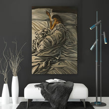 Lade das Bild in den Galerie-Viewer, Acrylglasbild Schlafende Frau im Zeichenstil Hochformat