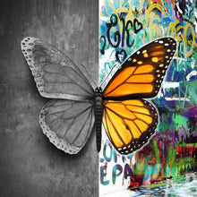 Lade das Bild in den Galerie-Viewer, Leinwandbild Schmetterling Modern Art Quadrat