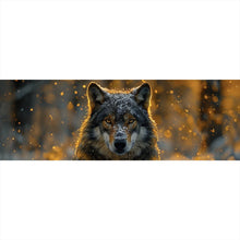 Lade das Bild in den Galerie-Viewer, Leinwandbild Schnee bedeckter Wolf mit intensiven Augen No.2 Panorama