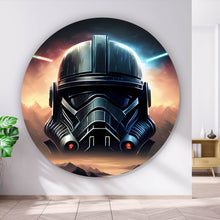 Lade das Bild in den Galerie-Viewer, Aluminiumbild gebürstet Schwarzer Helm Weltall Krieger Kreis
