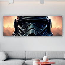 Lade das Bild in den Galerie-Viewer, Leinwandbild Schwarzer Helm Weltall Krieger Panorama