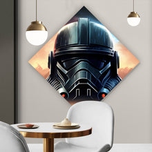 Lade das Bild in den Galerie-Viewer, Spannrahmenbild Schwarzer Helm Weltall Krieger Raute