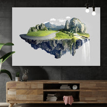 Lade das Bild in den Galerie-Viewer, Poster Schwebende Insel mit Wasserfällen und Bergen Querformat