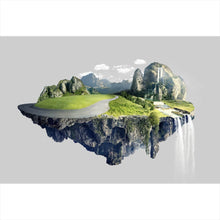 Lade das Bild in den Galerie-Viewer, Leinwandbild Schwebende Insel mit Wasserfällen und Bergen Querformat