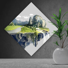 Lade das Bild in den Galerie-Viewer, Acrylglasbild Schwebende Insel mit Wasserfällen und Bergen Raute