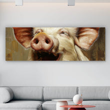 Lade das Bild in den Galerie-Viewer, Aluminiumbild Schwein isst Nudeln abstraktes Gemälde Panorama