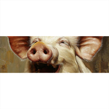 Lade das Bild in den Galerie-Viewer, Poster Schwein isst Nudeln abstraktes Gemälde Panorama