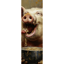 Lade das Bild in den Galerie-Viewer, Poster Schwein isst Nudeln abstraktes Gemälde Panorama Hoch