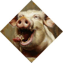 Lade das Bild in den Galerie-Viewer, Leinwandbild Schwein isst Nudeln abstraktes Gemälde Raute