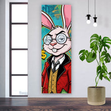 Lade das Bild in den Galerie-Viewer, Leinwandbild Selbstbewusster Hasenboss Panorama Hoch