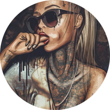 Lade das Bild in den Galerie-Viewer, Aluminiumbild Sexy Tattoo Girl Kreis