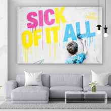 Lade das Bild in den Galerie-Viewer, Aluminiumbild Sick of it all Pop Art Querformat