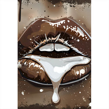 Lade das Bild in den Galerie-Viewer, Leinwandbild Sinnliche Lippen in Schokoladen Farben Hochformat