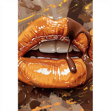 Lade das Bild in den Galerie-Viewer, Aluminiumbild Sinnliche Lippen mit Schokolade Hochformat