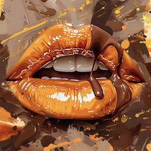 Lade das Bild in den Galerie-Viewer, Spannrahmenbild Sinnliche Lippen mit Schokolade Quadrat