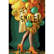 Lade das Bild in den Galerie-Viewer, Spannrahmenbild Smile bunte Ballons  im Pop Art Stil Hochformat