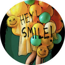 Lade das Bild in den Galerie-Viewer, Aluminiumbild gebürstet Smile bunte Ballons im Pop Art Stil Kreis