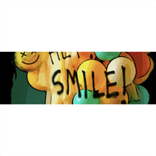 Lade das Bild in den Galerie-Viewer, Aluminiumbild gebürstet Smile bunte Ballons  im Pop Art Stil Panorama