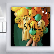 Lade das Bild in den Galerie-Viewer, Poster Smile bunte Ballons  im Pop Art Stil Quadrat