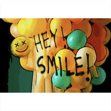 Lade das Bild in den Galerie-Viewer, Acrylglasbild Smile bunte Ballons  im Pop Art Stil Querformat