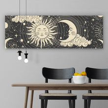 Lade das Bild in den Galerie-Viewer, Leinwandbild Sonne und Mond vereint Boho Style Panorama