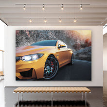Lade das Bild in den Galerie-Viewer, Spannrahmenbild Sportwagen auf Bergstraße bei Sonnenuntergang Querformat