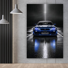 Lade das Bild in den Galerie-Viewer, Leinwandbild Sportwagen auf nasser Straße bei Nacht Hochformat